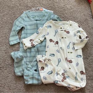 Two 9m NWOT Carters Just One You zippered footies footie pajamas